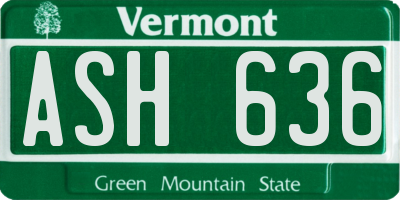 VT license plate ASH636