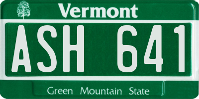 VT license plate ASH641