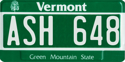 VT license plate ASH648