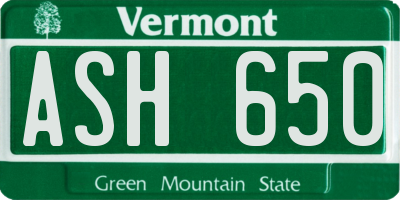 VT license plate ASH650