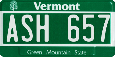 VT license plate ASH657