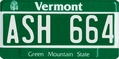 VT license plate ASH664