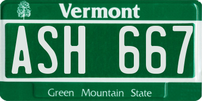 VT license plate ASH667