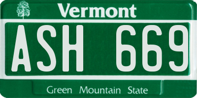 VT license plate ASH669