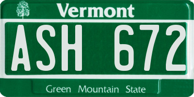 VT license plate ASH672