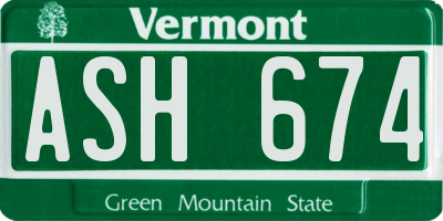 VT license plate ASH674