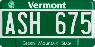 VT license plate ASH675