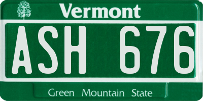 VT license plate ASH676
