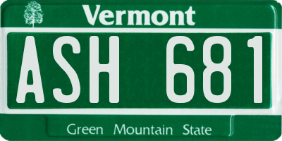 VT license plate ASH681