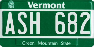 VT license plate ASH682