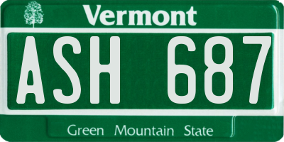 VT license plate ASH687