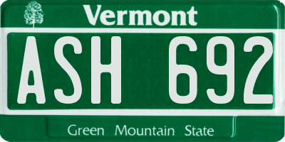 VT license plate ASH692