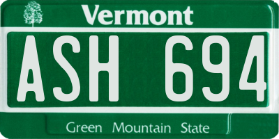 VT license plate ASH694