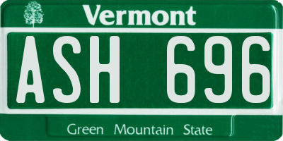 VT license plate ASH696