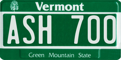 VT license plate ASH700