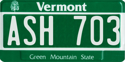 VT license plate ASH703