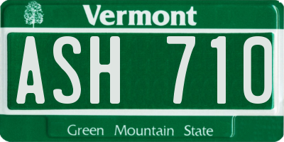 VT license plate ASH710
