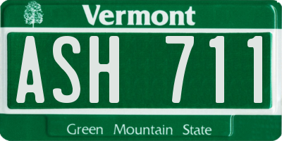 VT license plate ASH711