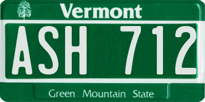 VT license plate ASH712