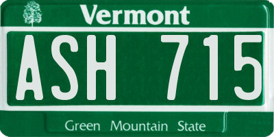 VT license plate ASH715