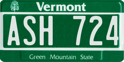 VT license plate ASH724