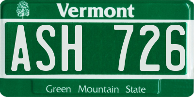 VT license plate ASH726