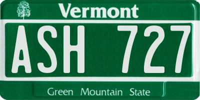 VT license plate ASH727