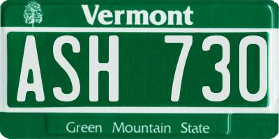 VT license plate ASH730