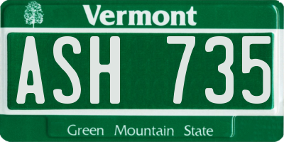 VT license plate ASH735