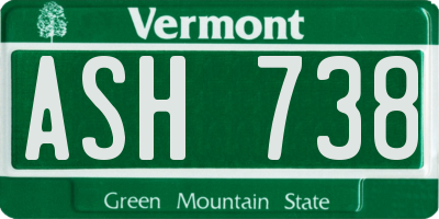 VT license plate ASH738