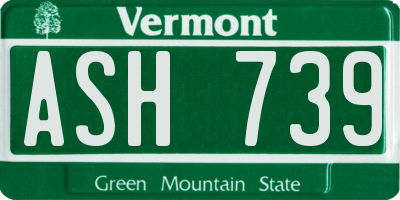 VT license plate ASH739