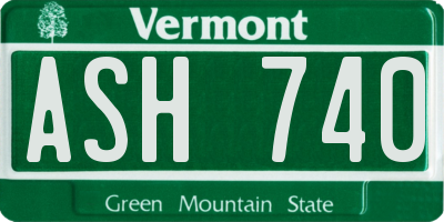 VT license plate ASH740
