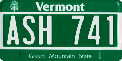 VT license plate ASH741