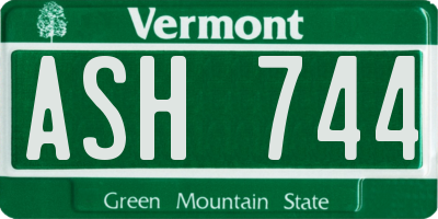 VT license plate ASH744