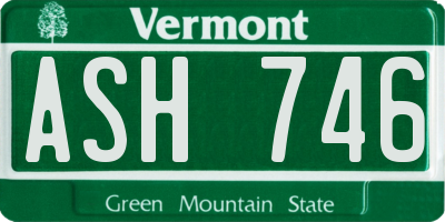 VT license plate ASH746