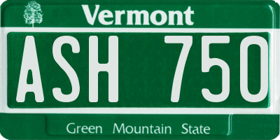 VT license plate ASH750