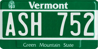 VT license plate ASH752