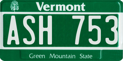 VT license plate ASH753