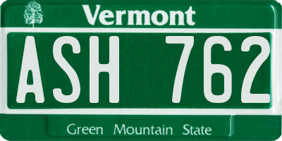 VT license plate ASH762