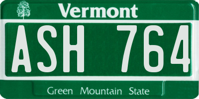VT license plate ASH764