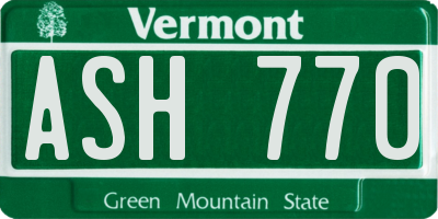 VT license plate ASH770