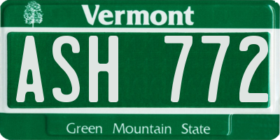 VT license plate ASH772