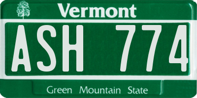 VT license plate ASH774