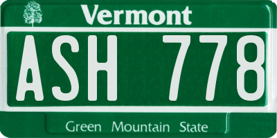 VT license plate ASH778