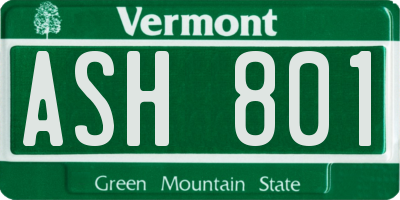 VT license plate ASH801