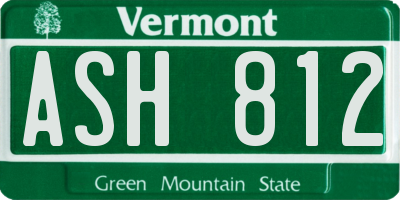 VT license plate ASH812