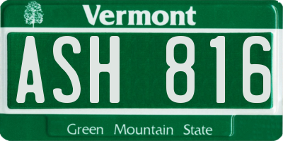 VT license plate ASH816