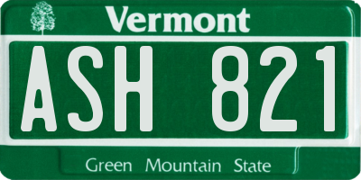 VT license plate ASH821
