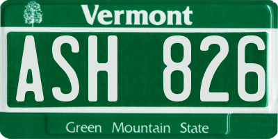 VT license plate ASH826