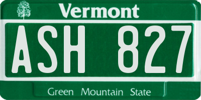 VT license plate ASH827
